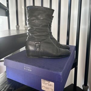Stuart Weitzman Slouchy black leather boots sz 8